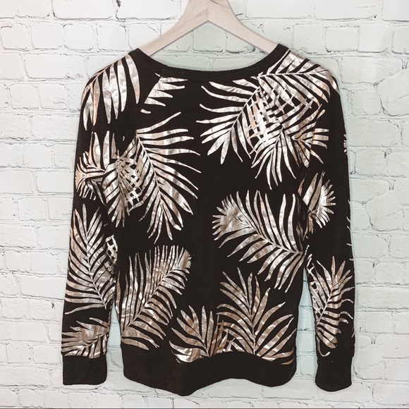 Revolve Chaser Metallic Tropical Relax Sweatshirt Black/Gold Size Medium NWT - Picture 5 of 5